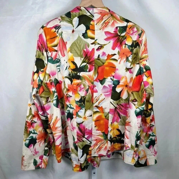 Coldwater Creek Rayon Cotton Size 1X Blazer Jacket Floral Tropical Hawaiian - Picture 2 of 11